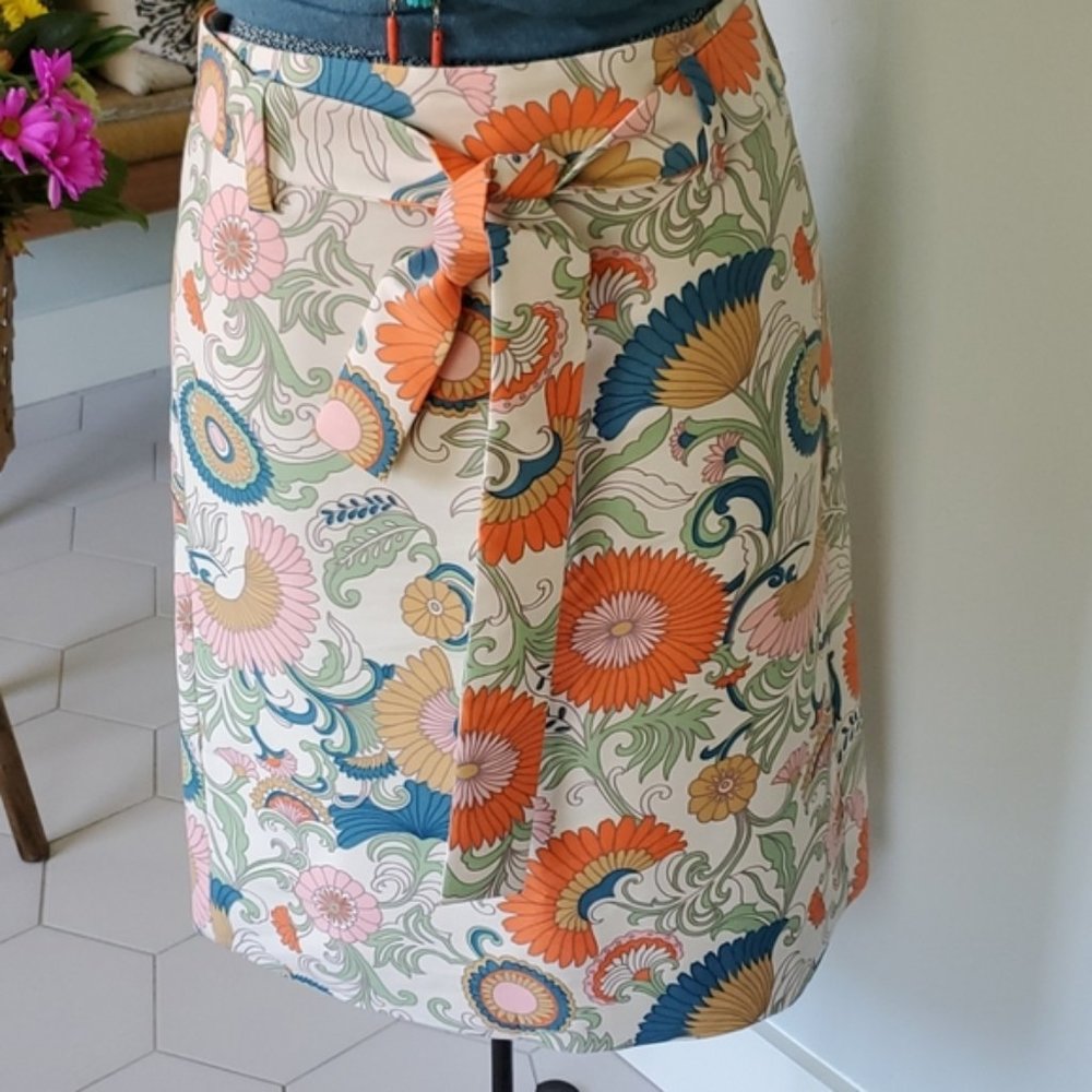 Jcrew Floral Flower tie waist  bow skirt  sz 4/ small G0962